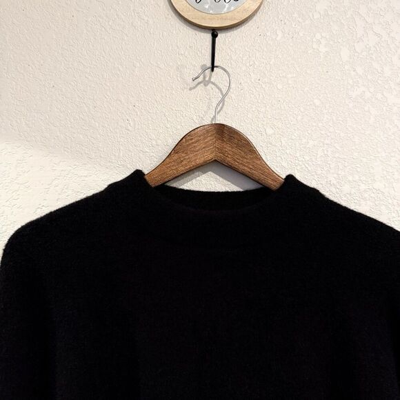 English Factory Black Sweater Pom Pom Hem Knit Pullover Cozy Chic Size Small - Picture 2 of 9